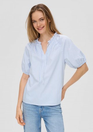 s.Oliver Gestreifte Relaxed-Fit-Bluse mit Rüschendetails - ecru