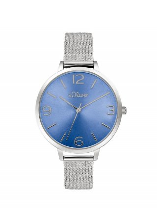 s.Oliver Silberne Armbanduhr mit Metallband - silber