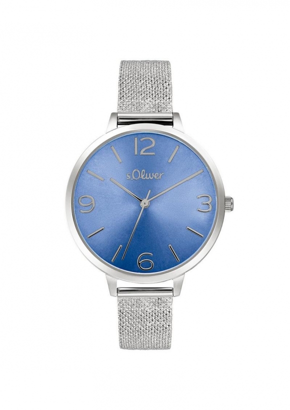 s.Oliver Silberne Armbanduhr mit Metallband - silber