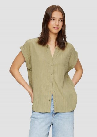 s.Oliver Oversize-Bluse mit Strukturmuster - helles olivgrün