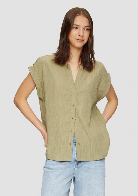 s.Oliver Oversize-Bluse mit Strukturmuster - helles olivgrün