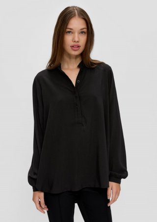 s.Oliver Viskosebluse mit gerafften Details - schwarz