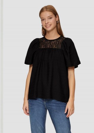 s.Oliver Bluse mit Leo-Spitze - schwarz