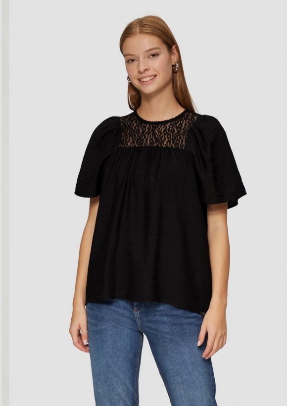 s.Oliver Bluse mit Leo-Spitze - schwarz