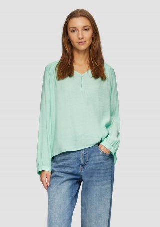 s.Oliver Strukturierte Bluse aus Viskosemix mit Smok-Details - minze