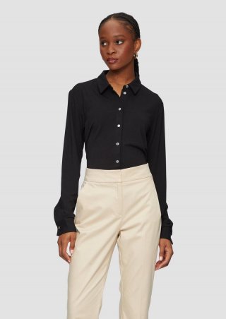 s.Oliver Hemdbluse aus Jersey - schwarz