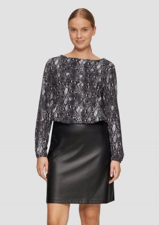 s.Oliver Langarmshirt mit U-Boot-Ausschnitt im O-Shape - dunkelgrau
