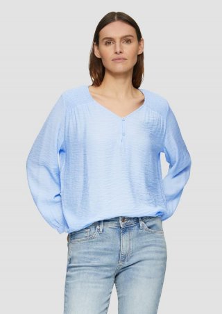 s.Oliver Strukturierte Bluse aus Viskosemix mit Smok-Details - hellblau