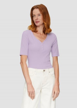 s.Oliver Rippshirt mit Henley-Ausschnitt - lavendel