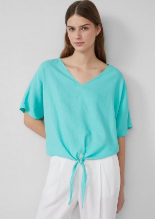 s.Oliver Verkürzte Leinenmix-Bluse im Relaxed Fit - aquamarin