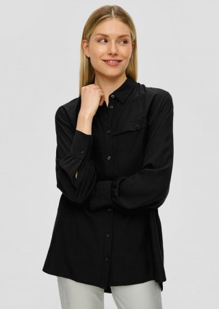 s.Oliver Twill-Bluse aus Viskosemix - schwarz