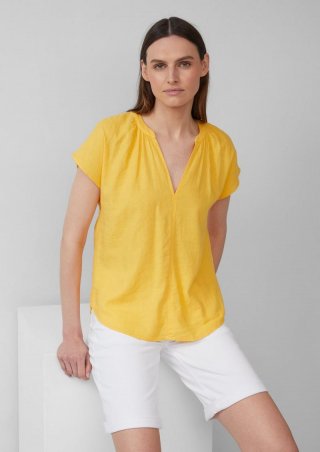 s.Oliver Ärmellose Bluse aus Leinenmix im Relaxed Fit - zitrone