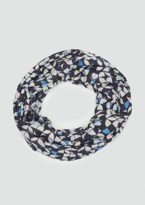 s.Oliver Lässiger Loop Schal aus Viskose mit All-over-Print - navy