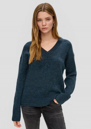 s.Oliver Strickpullover mit V-Ausschnitt - petrol