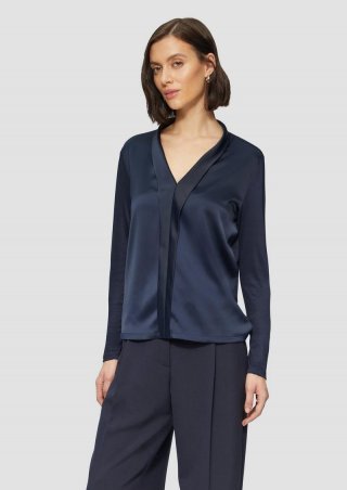 s.Oliver Satin-Blusenshirt mit Blende - navy
