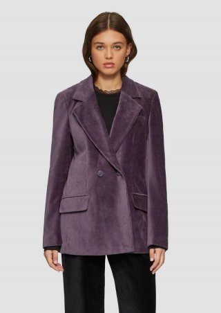 s.Oliver Antaillierter Blazer aus Cord - aubergine