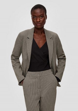 s.Oliver Jacquard-Blazer aus Viskosemix - schwarz