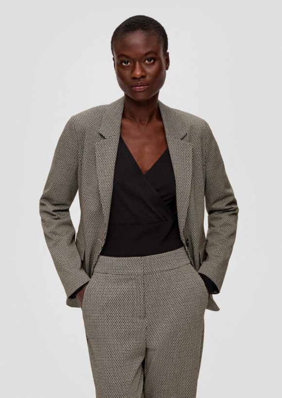 s.Oliver Jacquard-Blazer aus Viskosemix - schwarz