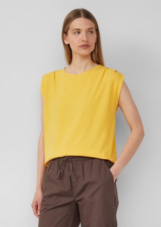 s.Oliver Verkürztes T-Shirt mit Faltendetails - zitrone