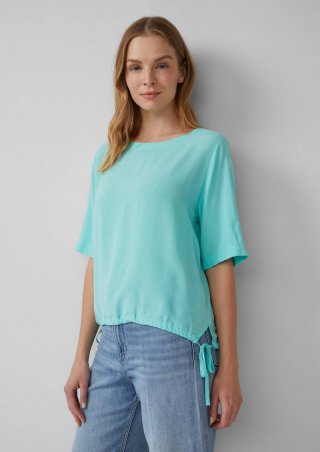 s.Oliver Gemusterte Shirt-Bluse mit verstellbarem Saum - türkis