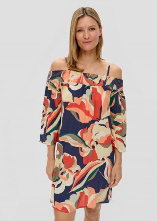 s.Oliver Strandkleid mit All-over-Muster - navy