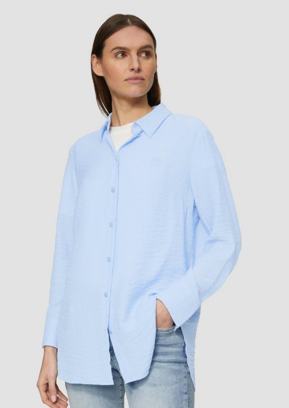 s.Oliver Strukturierte Hemdbluse aus Viskosemix - hellblau