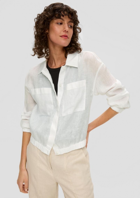s.Oliver Blusenjacke aus Leinen - weiß