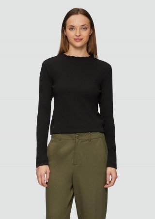 s.Oliver Langarmshirt mit Muschelkante - schwarz