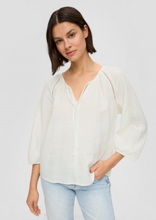 s.Oliver Blusenshirt aus Baumwolle mit elastischen Bündchen - ecru