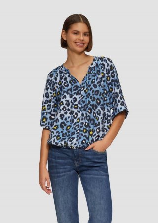 s.Oliver Strukturierte Bluse im O-Shape mit Raffdetails - hellblau