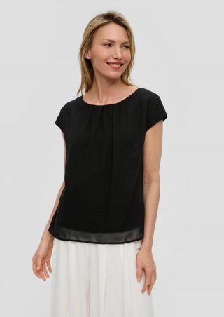 s.Oliver Chiffonbluse mit Raffung - schwarz