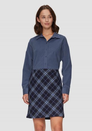 s.Oliver Cordbluse im Relaxed Fit mit Naht-Details - blau
