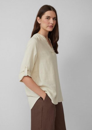 s.Oliver Bluse aus Leinenmix mit 3/4-Ärmeln - natur