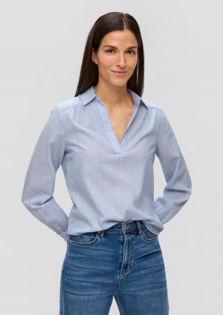 s.Oliver Hemdbluse aus Baumwoll-Viskosemix - royalblau