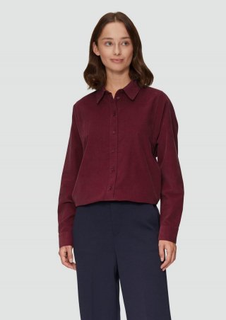 s.Oliver Cordbluse im Relaxed Fit mit Naht-Details - rubinrot
