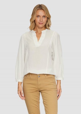 s.Oliver Transparente Bluse mit Strukturmuster - creme