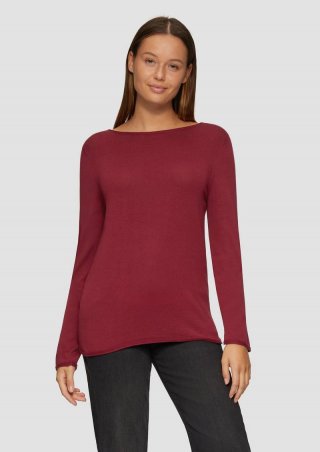 s.Oliver Leichter Feinstrickpullover mit Rollkante - rubinrot