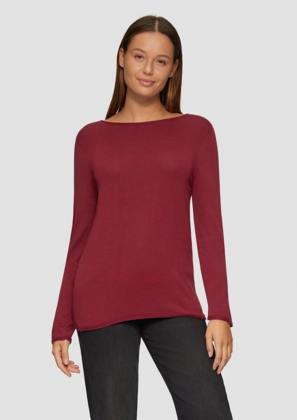 s.Oliver Leichter Feinstrickpullover mit Rollkante - rubinrot