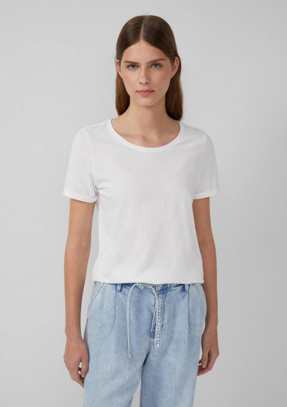 s.Oliver T-Shirt mit Ärmelumschlag - weiß