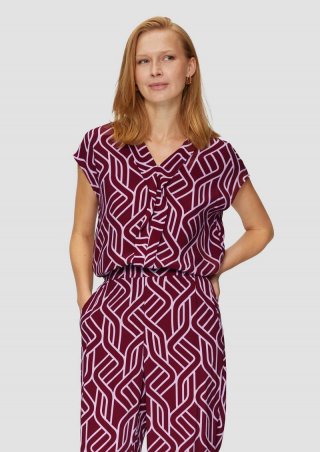 s.Oliver Viskosebluse mit Blende - rubinrot