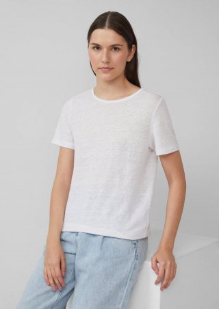 s.Oliver Jersey-T-Shirt aus Leinen - weiß
