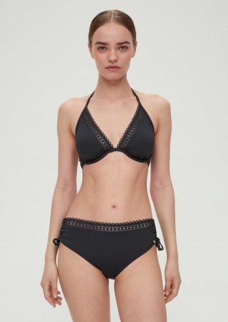 s.Oliver Neckholder Bikini Top mit Lochstickerei - schwarz