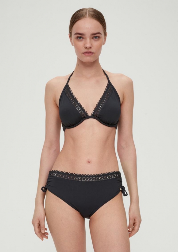 s.Oliver Neckholder Bikini Top mit Lochstickerei - schwarz