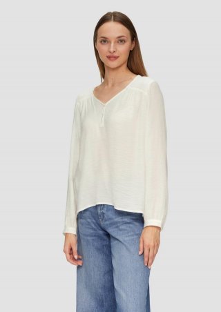 s.Oliver Strukturierte Bluse aus Viskosemix mit Smok Details - creme