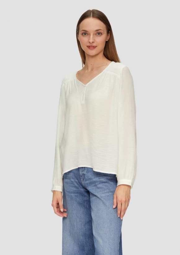 s.Oliver Strukturierte Bluse aus Viskosemix mit Smok Details - creme