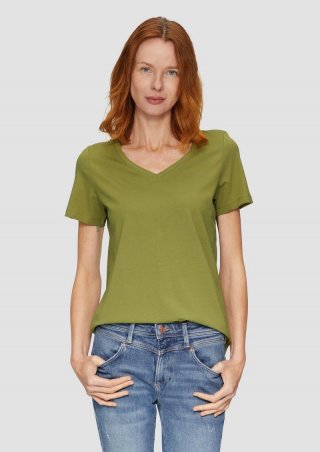 s.Oliver T-Shirt mit V-Ausschnitt - guacamole