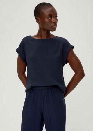 s.Oliver Viskosebluse mit Rückenausschnitt - navy