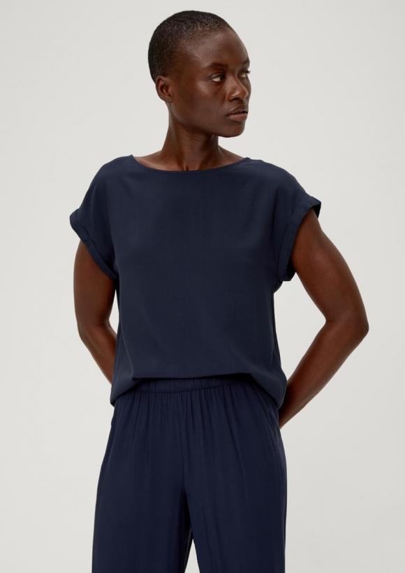 s.Oliver Viskosebluse mit Rückenausschnitt - navy