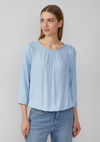 s.Oliver Strukturierte Viskose-Bluse mit Raff-Details - hellblau
