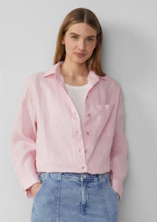 s.Oliver Bluse aus reinem Leinen mit Brusttasche - zartrosa